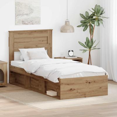 Bedframe Ambachtelijk eiken 75 x 190 cm Massief grenenhout