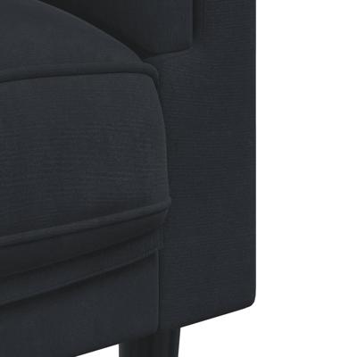 3-delige Loungeset met kussens fluweel zwart - thumbnail