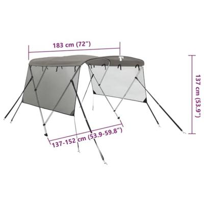 VidaXL Biminitop 3 bogen met mesh zijwanden 183x(137-152)x137 cm