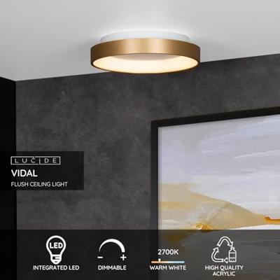 Lucide VIDAL - Plafonnière - Ø 28 cm - LED Dimb. - 1x20W 2700K - Mat Goud / Messing
