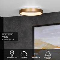 Lucide VIDAL - Plafonnière - Ø 28 cm - LED Dimb. - 1x20W 2700K - Mat Goud / Messing - thumbnail
