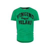 Vingino Essentials T-shirt met logo met biologisch katoen groen/zwart - thumbnail