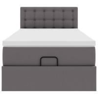 Ottomaanse bed met matras 90x200cm kunstleer grijs - thumbnail