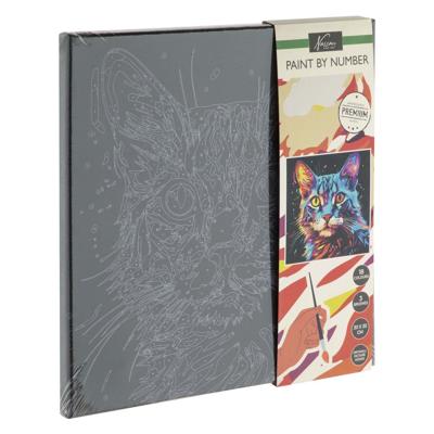 Creative Craft Group Schilderen op nummer zwart canvas kat, 30x30cm