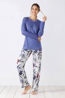 Blauwe luxe dames pyjama Hajo - thumbnail