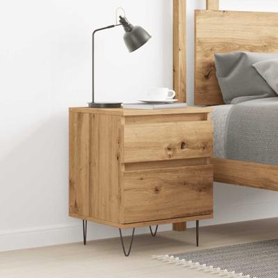 Nachtkastjes 2 st 40x35x50cm bewerkt hout artisanaal eikenkleur