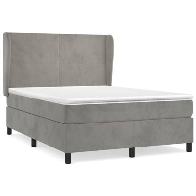 Boxspring met matras fluweel lichtgrijs 140x200 cm