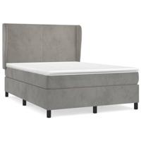 Boxspring met matras fluweel lichtgrijs 140x200 cm - thumbnail