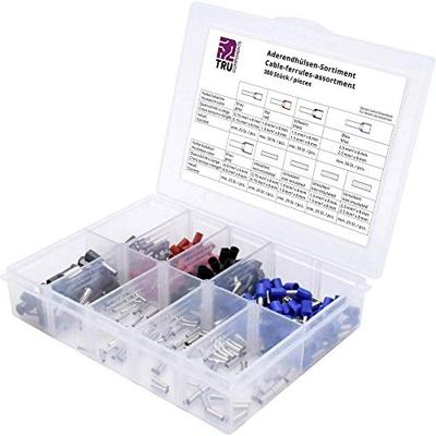 TRU COMPONENTS T1904C087 Assortiment adereindhulzen 4 mm² Deels geïsoleerd Grijs, Rood, Zwart, Blauw 300 onderdelen