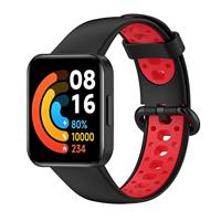 By Qubix - Tweekleurige sportband - Zwart met rood - Compatible met Xiaomi Redmi Watch 2 (Lite) - Compatible Xiaomi bandje - thumbnail
