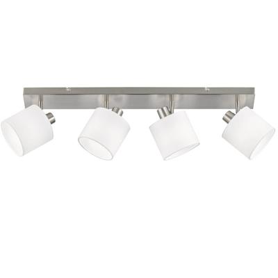 Trio PlafondspotTommy 4-lichts RVS met wit - R80334001