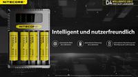 NiteCore CI4 Batterijlader Li-ion, NiCd, NiMH 10440, 14500, 14650, 16500, 16340, 16650, 17350, 17500, 17650, 17670, 18350, 18490, 18500, 18650, 18700, 21700, - thumbnail