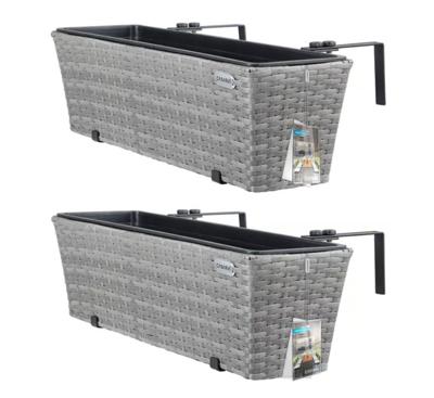 Polyrotan Balkonbak Set van 2 kleur Grijs