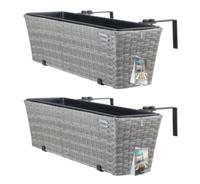 Polyrotan Balkonbak Set van 2 kleur Grijs - thumbnail
