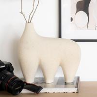 By-Boo Vaas 'Momo' 30cm hoog, kleur Off White - thumbnail