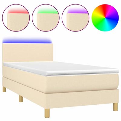 Boxspring met matras en LED stof crèmekleurig 100x200 cm