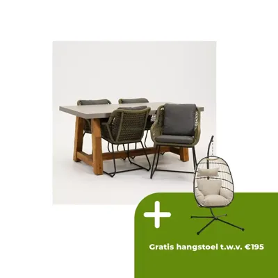 Tuinstoel portofino olijf groen met Veltis tafel 180 cm