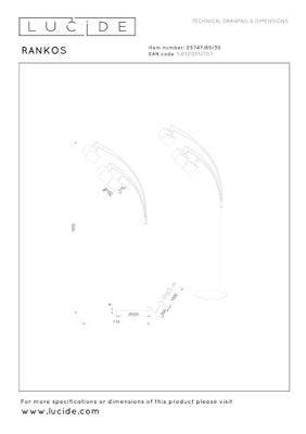 Lucide RANKOS - Vloerlamp - 5xE14 - Zwart