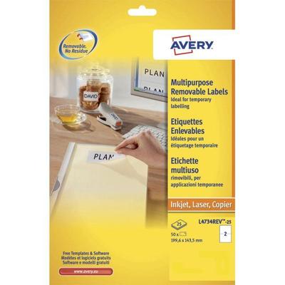 Etiket Avery L4734REV-25 199.3x143.5mm wit 50 etiketten Etiket Avery L4734REV-25 199.3x143.5mm wit 50 etiketten