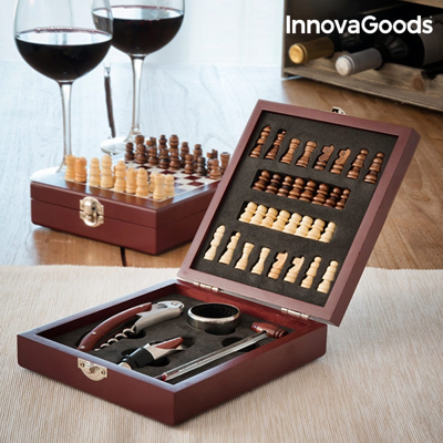 InnovaGoods InnovaGoods Wijnaccessoireset met Schaakspel - 37-delig