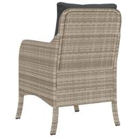 Tuinstoelen 2 st met kussens poly rattan lichtgrijs - thumbnail