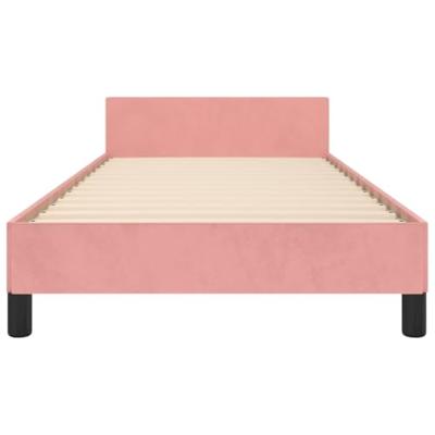 Bedframe met hoofdeinde fluweel roze 80x200 cm
