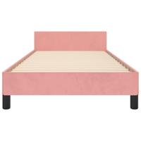 Bedframe met hoofdeinde fluweel roze 80x200 cm - thumbnail