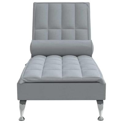 Massage chaise longue met bolster stof lichtgrijs