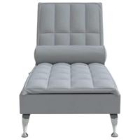 Massage chaise longue met bolster stof lichtgrijs - thumbnail