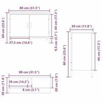 Badkamer wastafelkast Zwart Eiken 80 x 30 x 60 cm Bewerkt hout - thumbnail