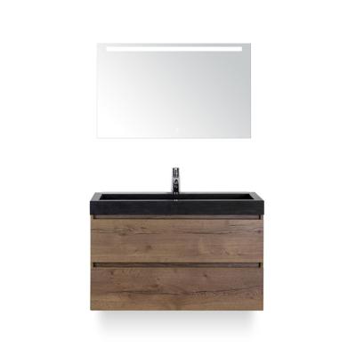 Maxx XL Badmeubelset 100 cm - Tabacco - Wastafel Lucca 1 kraangat - met LED Spiegel