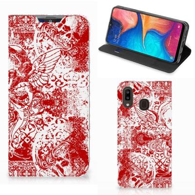 Mobiel BookCase Samsung Galaxy A30 Angel Skull Rood Mobiel BookCase Samsung Galaxy A30 Angel Skull Rood