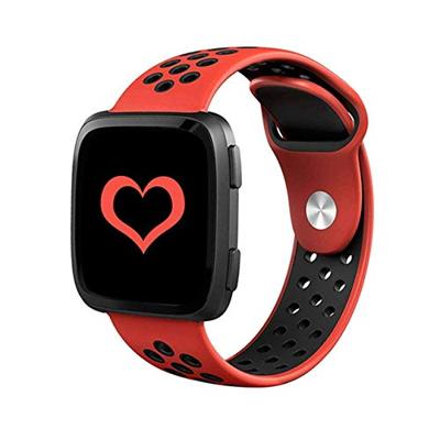 Fitbit Versa 1 / 2 & Lite sportbandje - Maat: Small - Rood + Zwart Fitbit Versa 1 / 2 & Lite sportbandje - Maat: Small - Rood + Zwart