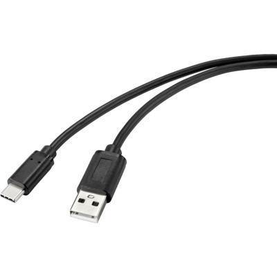Renkforce RF-4695144 USB-kabel USB 2.0 USB-C stekker, USB-A stekker 2.00 m Zwart Met anti-microbacterieel oppervlak