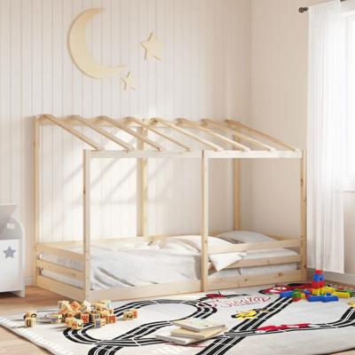 Kinderbed met bedhuis 80x200 cm massief grenenhout wit