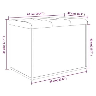 Opbergbankje 62x42x45 cm bewerkt hout bruineikenkleurig Opbergbankje 62x42x45 cm bewerkt hout bruineikenkleurig