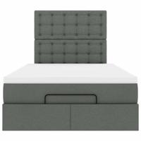 Ottoman bed met matras 120x190 cm stof donkergrijs - thumbnail