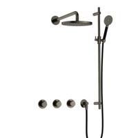 Hotbath Cobber - CB7067 - Inbouw Regendoucheset - Verouderd Ijzer - 2 Stopkranen - Thermostatisch - Wandarm 40 cm - Hoofddouche 200 mm - Ronde Handdouche 3 Standen - Glijstang 900 mm - Waterbesparend - thumbnail