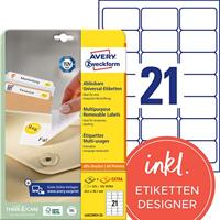 Etiket avery l6023rev-25 63.5x38.1mm wit 525st - thumbnail