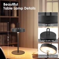 Draadloze Oplaadbare LED Tafellamp - Binnen & Buiten - Dimbaar - ø12.8 x 29 cm - Warmwit licht - 3000mAh - Zwart - thumbnail