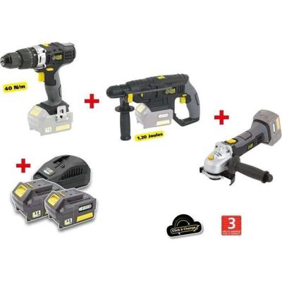 X-FIT PACK 'BIG WORK' 3 machines 18V + 2 accu's 18V 3.0Ah: boor / schroevendraaier + Perfo hamer + haakse slijper