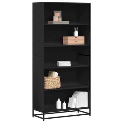 Boekenkast 80,5x35x170,5 cm bewerkt hout zwart