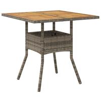 Tuintafel met glazen blad 80x80x75 cm poly rattan grijs - thumbnail