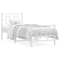 Bedframe met hoofd- en voeteneinde metaal wit 75x190 cm - thumbnail