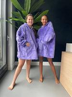 Draagbare deken met capuchon & mouwen - kind - paars - thumbnail