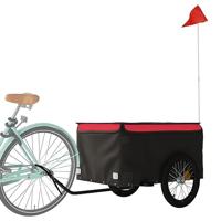 VidaXL Fietstrailer 45 kg ijzer zwart en rood - thumbnail