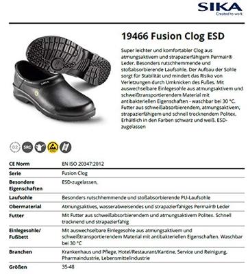 SIKA 19466 Fusion Clog ESD Flex zool Zwart - Maat 42 - 00.089.011.42 SIKA 19466 Fusion Clog ESD Flex zool Zwart - Maat 42 - 00.089.011.42
