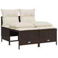 5-delige Loungeset met kussens poly rattan bruin - thumbnail
