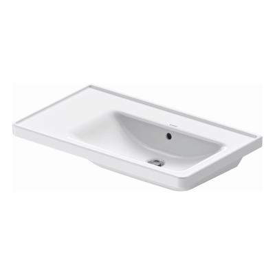 Wastafel Duravit D-Neo Rand Overloop Kraanvlak Zonder Kraangat 80 cm Hoogglans Wit Rechts Duravit
