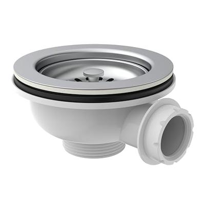 Kirchhoff Kunststof korfventiel, 1 1/2" ET, RVS ventielbeker & zeef Ø114 mm, met 1" overloopaansluiting - 98835340 Kirchhoff Kunststof korfventiel, 1 1/2" ET, RVS ventielbeker & zeef Ø114 mm, met 1" overloopaansluiting - 98835340